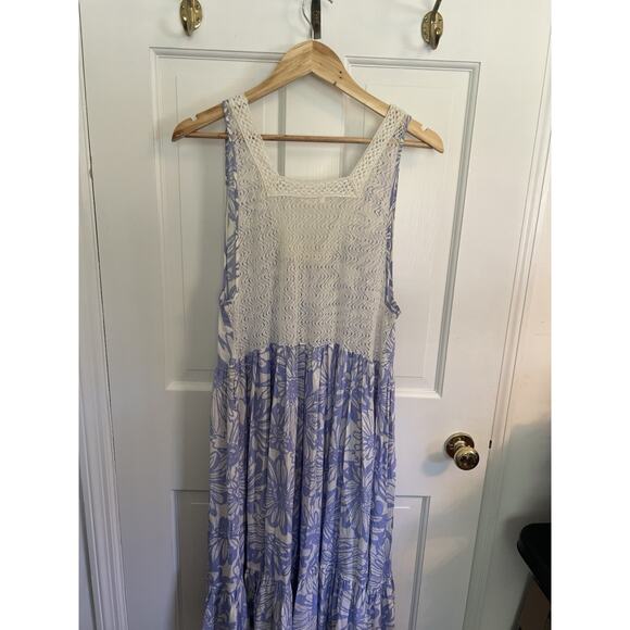 FREE PEOPLE Intimately Free Small Tiers For You Maxi Dress Cornflower Combo NWT - Picture 8 of 15